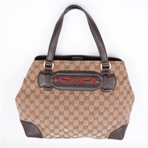 Gucci Handbags - RARE GUCCI COA
GG Monogram canvas Sherry Line
Tote Crossbody 3 Way VERY GOOD!